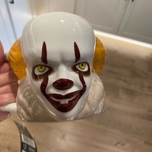 It ,Pennywise Laughing Ceramic Mug - White, Yellow, Brown Accents